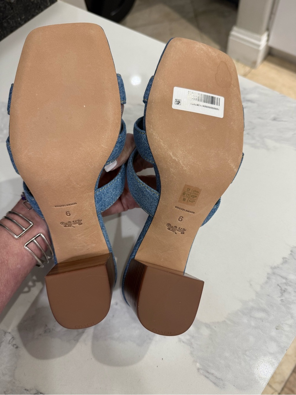 Coach Denim Knot Slide Sandals in Blue - Picture 4 of 6